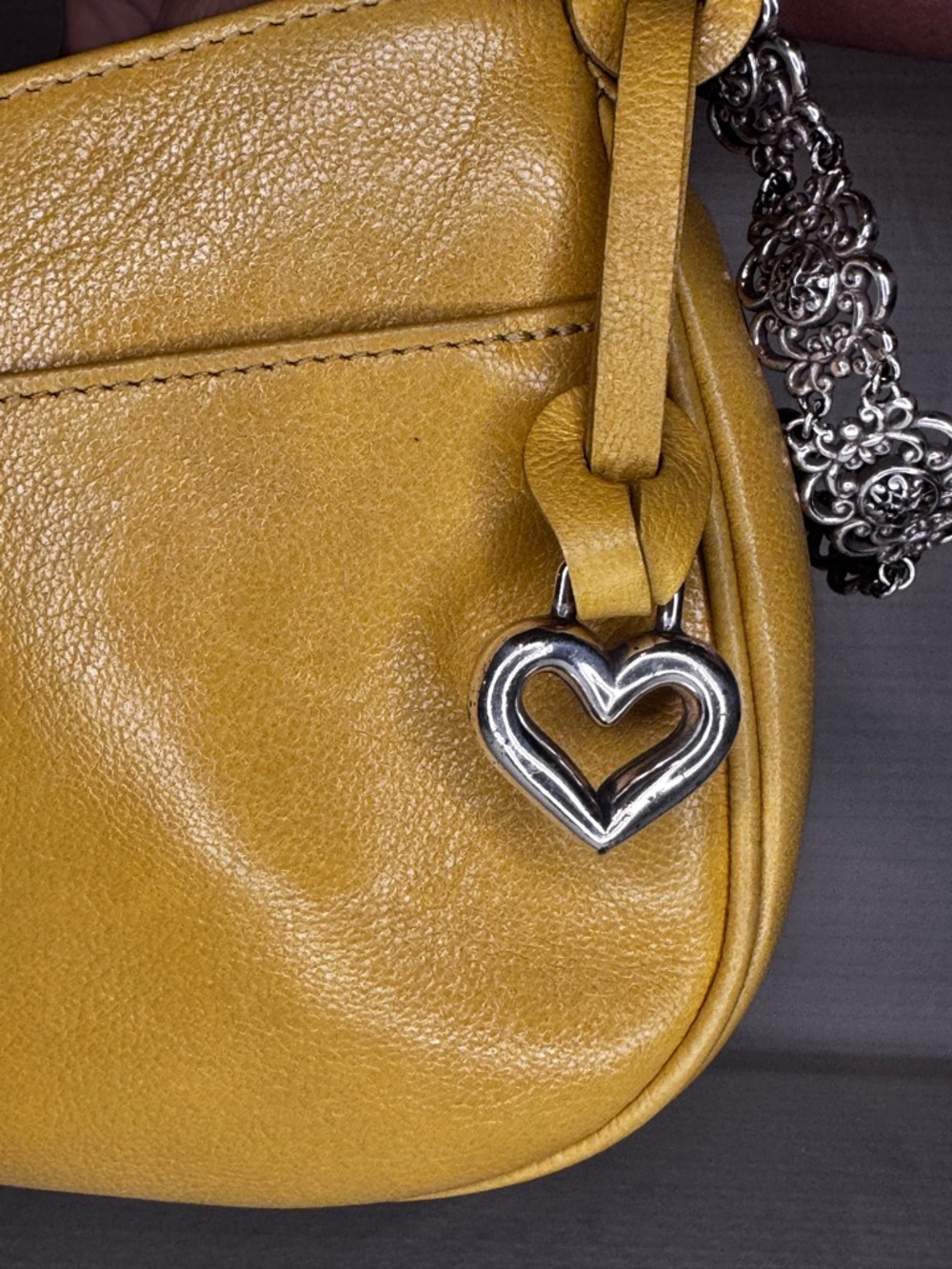 Brighton Mustard Yellow Quilted Floral Leather Shoulder Bag - Picture 6 of 11
